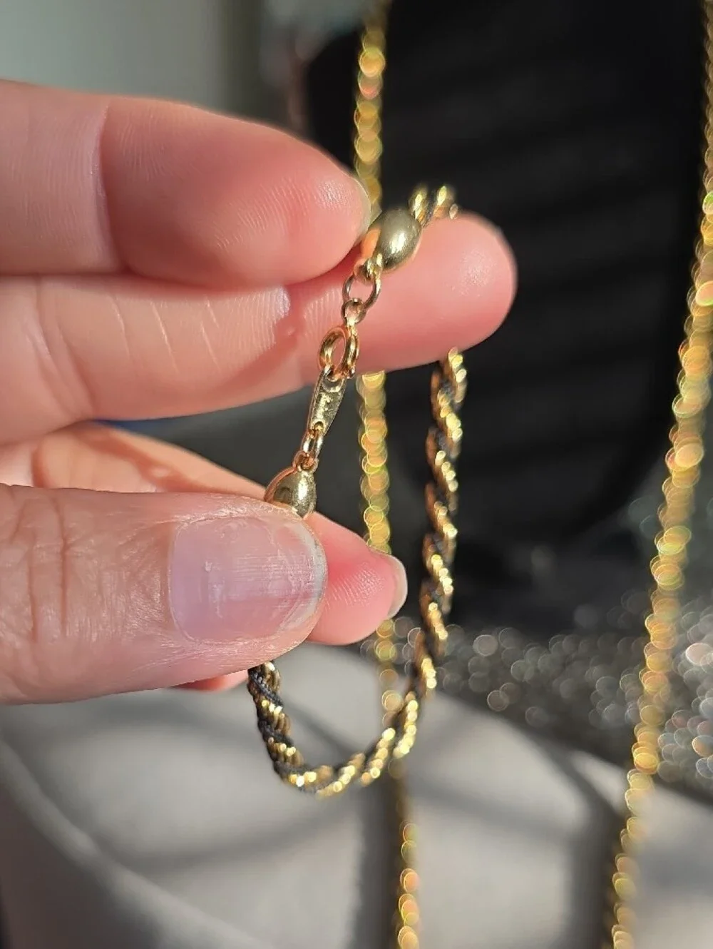 Trifari Gold and Black Twisted Rope Long Necklace